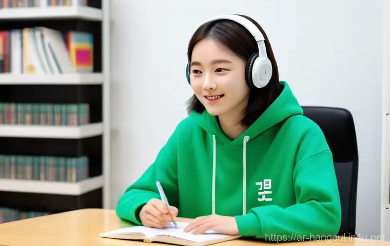 한글과 음성 데이터 처리 - **Prompt 1: AI-Powered Korean Pronunciation Coach**
"A vibrant, medium shot of a focused female ...