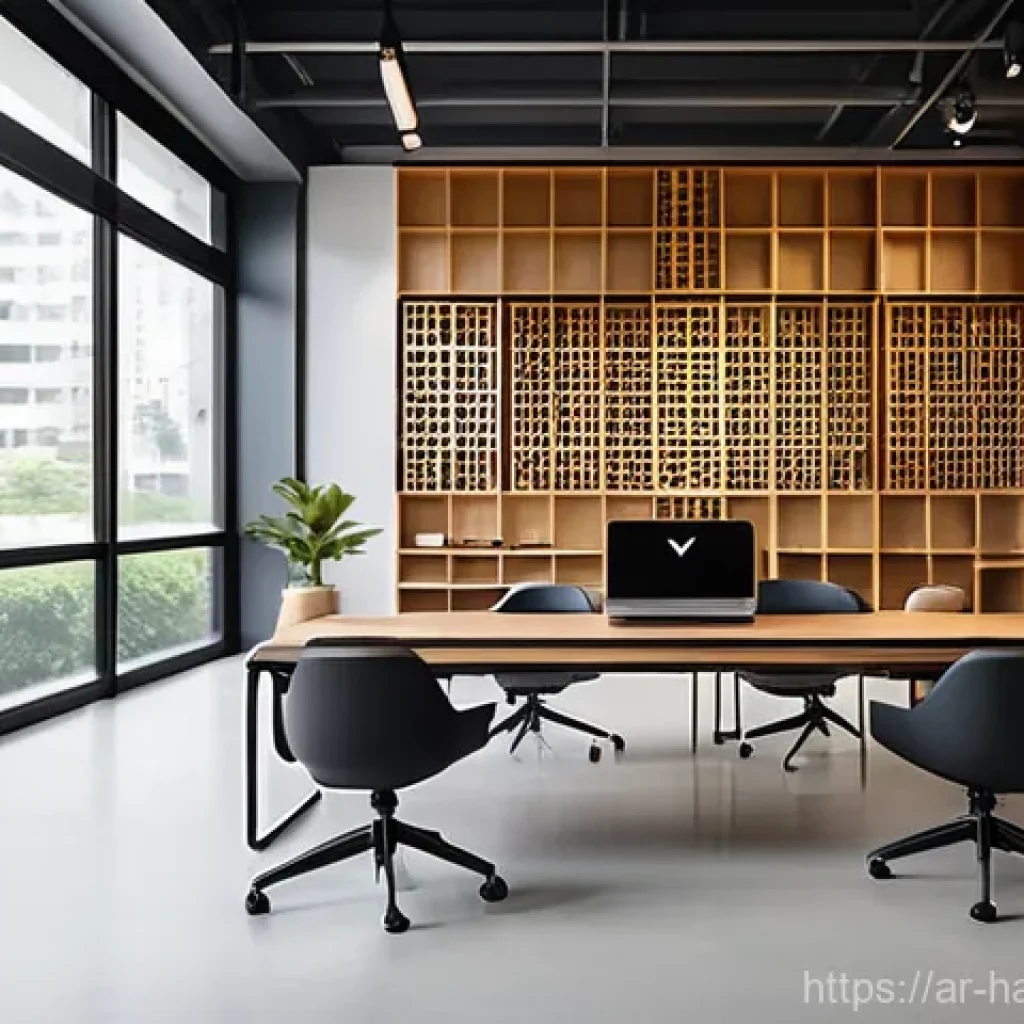 한글과 웹사이트 디자인 - **Cultural Synergy in a Modern Workspace:** A group of young, diverse professionals, including Arab ...
