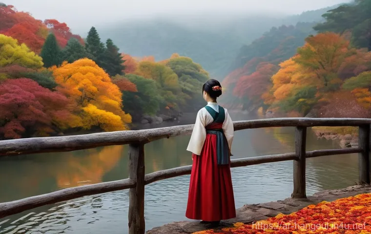 한글 시조의 특징 - **Prompt:** A tranquil scene from the Joseon Dynasty (1392-1910) depicting a group of Korean scholar...