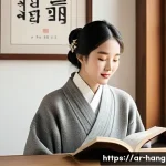 한글을 배우는 유명 외국인 - Image Prompt 1:** A renowned international actress, elegantly dressed in a chic, modest outfit (e.g....